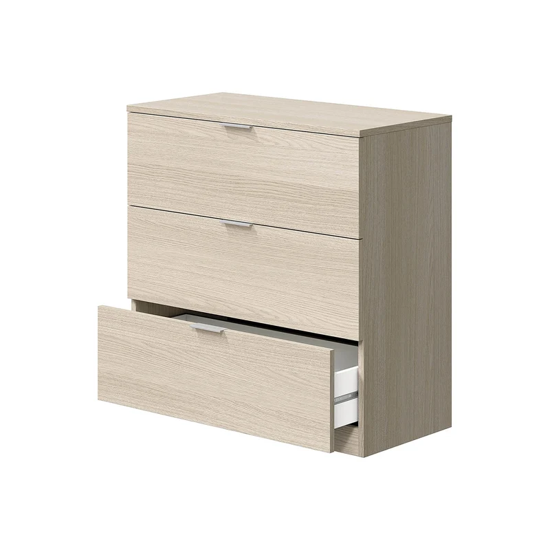 Cassettiera A 3 Cassetti Rovere 77x38x80cm