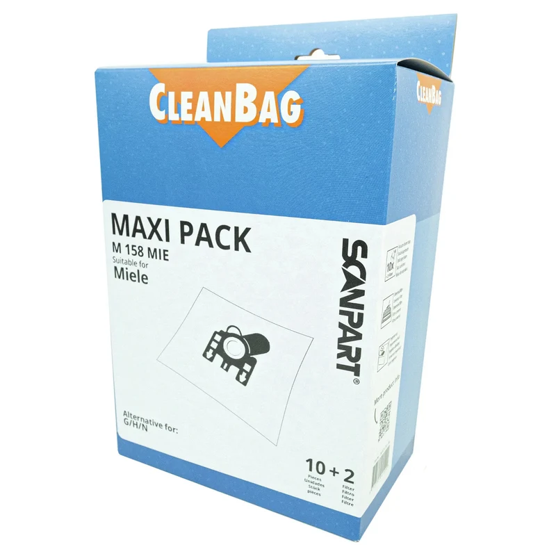 Sacchetti per aspirapolvere Miele G/H/N Maxipack da 10 pezzi + 2 filtri