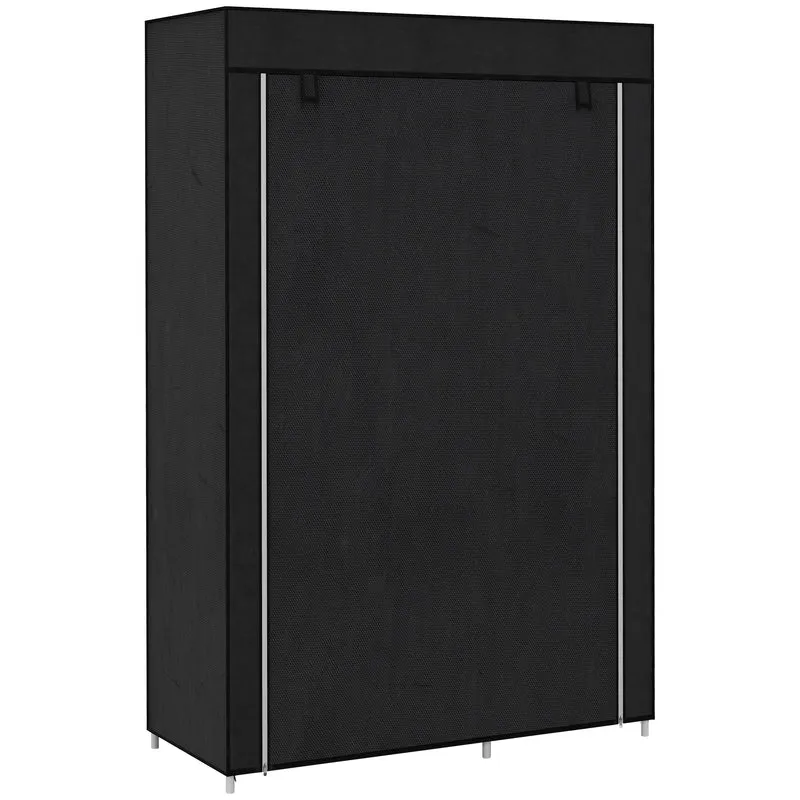 EasyComfort Armadio Guardaroba Portatile in Tessuto con 6 Ripiani Aperti e un Appendino, 103x43x162.5 cm, Nero