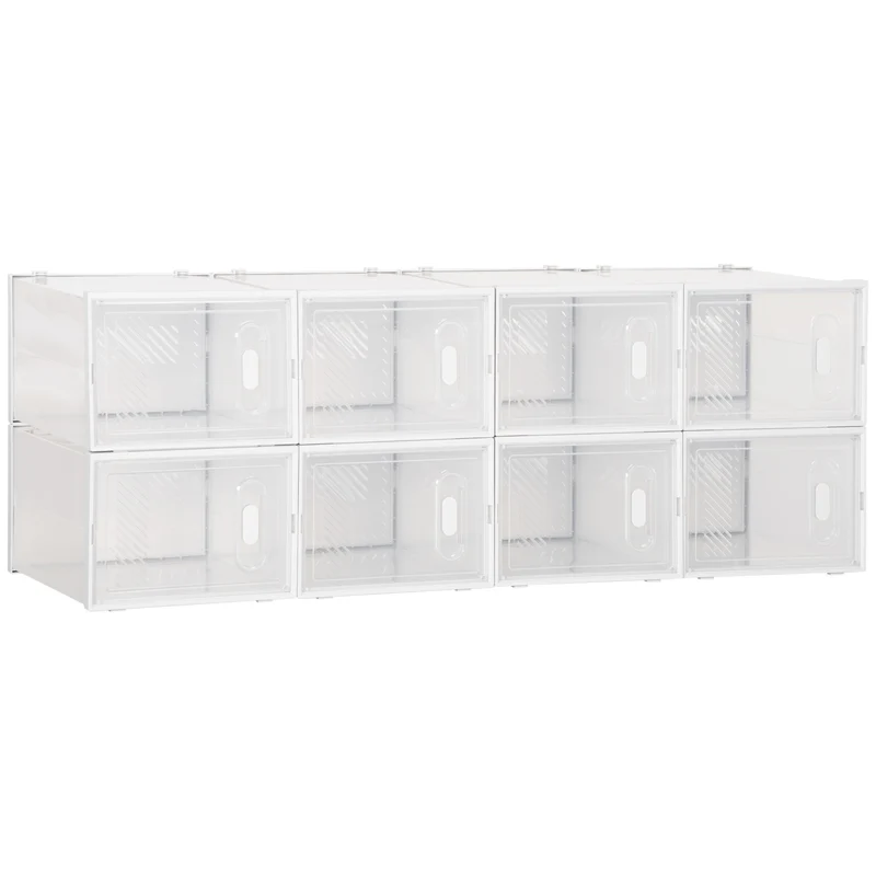 Easycomfort Mobile Scarpiera Modulare Salvaspazio, 8 Cubi 28x36x21 cm in Plastica PP, Bianco