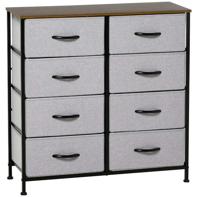 Easycomfort Cassettiera 8 Cassetti in Tessuto Rimovibili, in Legno e Acciaio Stile Industriale, 80x30x81.5cm