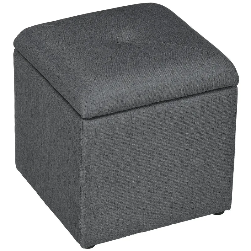 EasyComfort Pouf Contenitore Imbottito in Tessuto Teddy Morbido per Salotto e Camera, 39x39x39cm, Grigio
