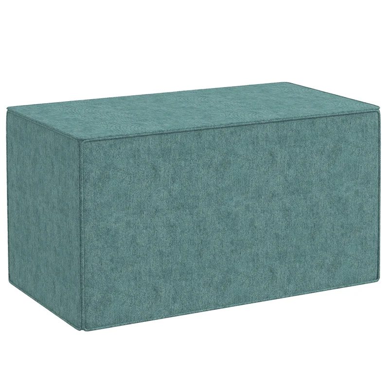 EasyComfort Poggiapiedi 2 in 1 con Rivestimento Rimovibile in Tessuto Effetto Lino, 75x41x41 cm, Verde