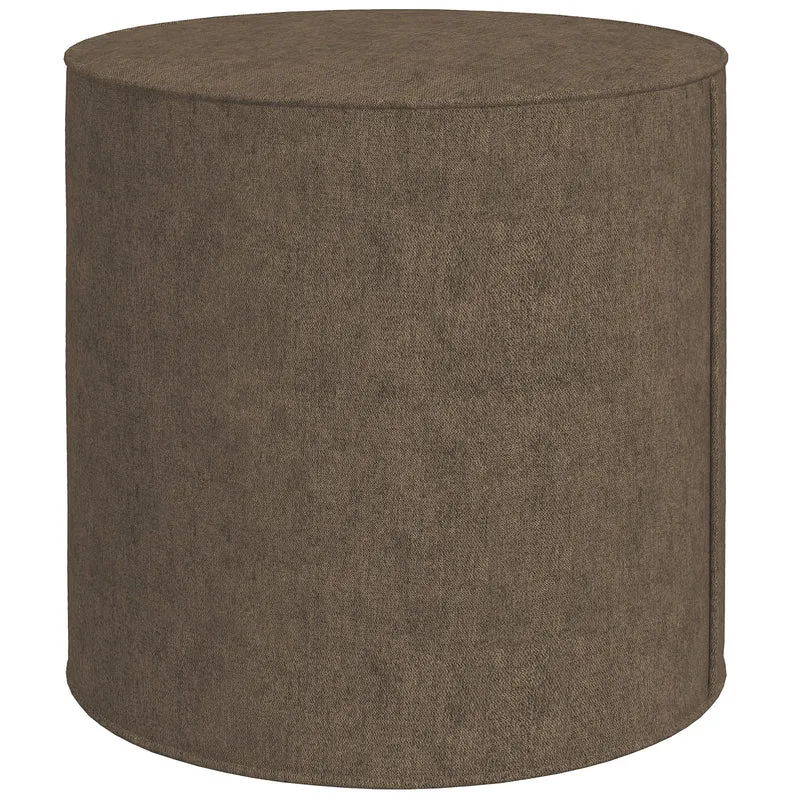 EasyComfort Poggiapiedi 2 in 1 con Rivestimento Rimovibile in Tessuto Effetto Lino, Ø41x41 cm, Marrone