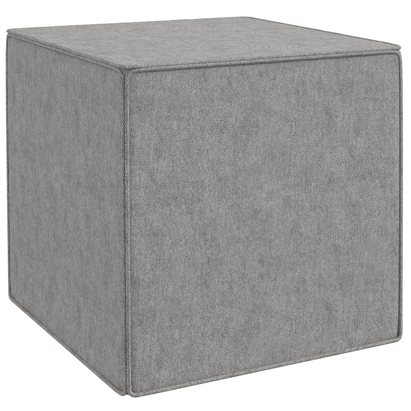 EasyComfort Poggiapiedi Quadrato 2 in 1 con Rivestimento Rimovibile in Tessuto Effetto Lino, 41x41x41 cm, Grigio Chiaro