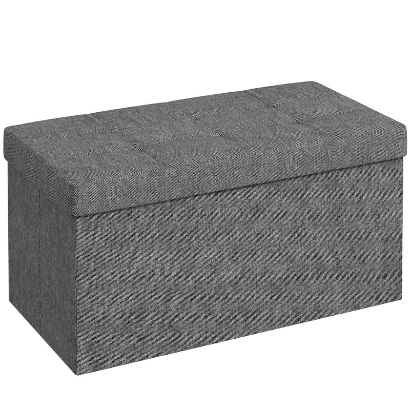 EasyComfort Panca Contenitore Pieghevole da 84L, Coperchio Imbottito e Rivestimento in Tessuto, 76x38x38cm, Grigio Scuro