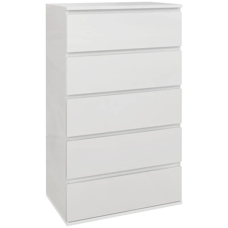 EasyComfort Cassettiera 5 Cassetti in Legno, Comò per Camera da Letto Moderno e Multiuso, 55x33x100 cm, Bianco