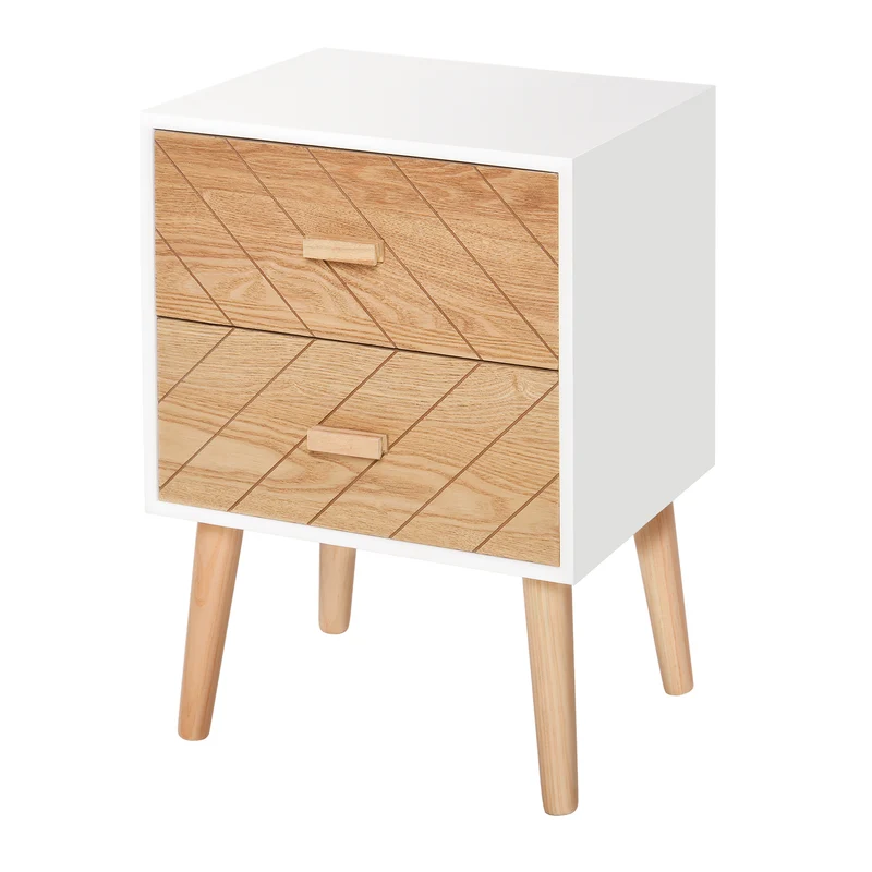 Easycomfort Comodino Camera da Letto Moderno, Comodino Cameretta con 2 Cassetti Ampio Piano, Legno, 40x30x55.5 cm