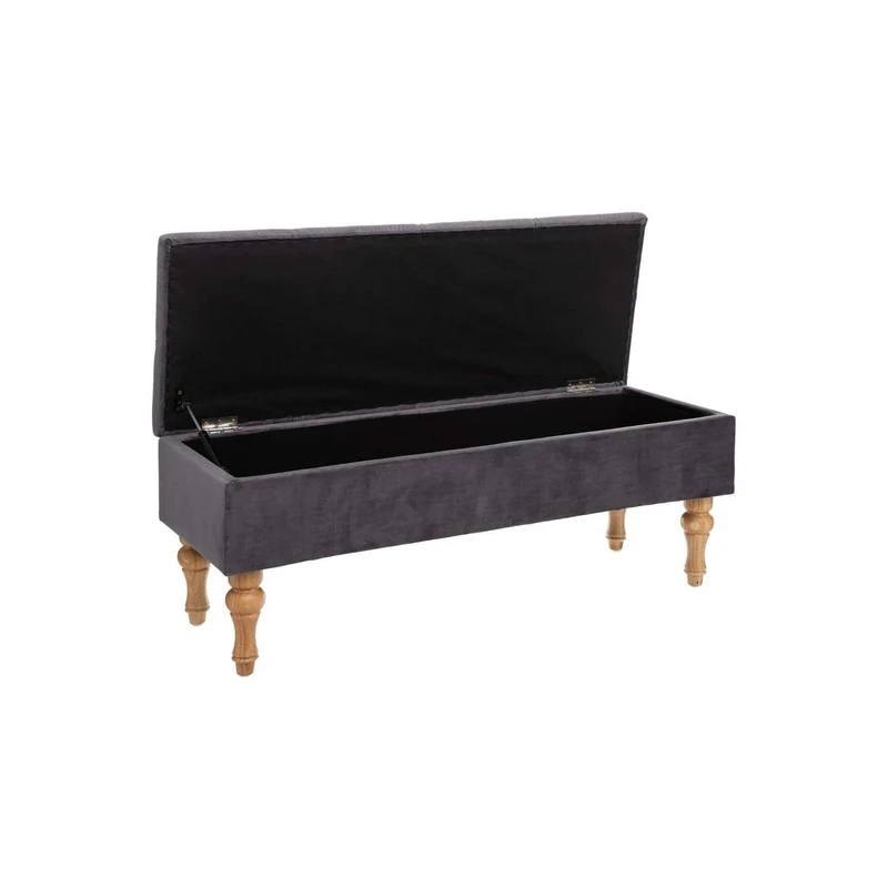 Panca Cassapanca in Velluto 102x38x41cm Grigio
