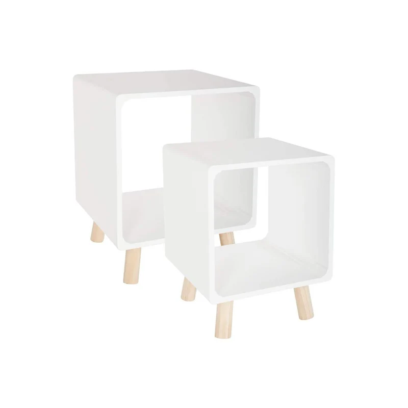 Set 2 Tavolini Bassi In Legno Bianco