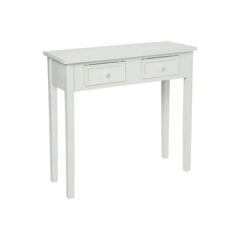 Tavolino Consolle 2 Cassetti in Legno 80x30x76cm Bianco