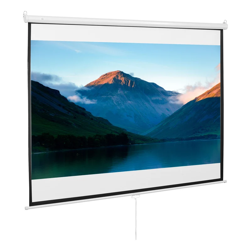 Easycomfort Telo per Proiettore da 100" Formato 16:9/4:3 ad Altezza Regolabile, 210x8.6x7 cm, Bianco e Nero