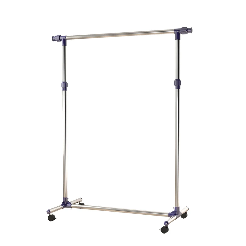 Easycomfort Appendiabiti Stender Porta abiti singolo per vestiti, in acciaio inox su ruote. Larghezza e altezza regolabili