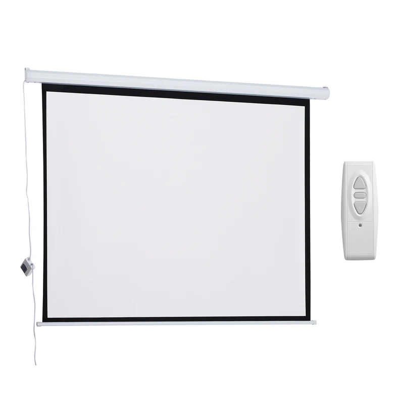 Easycomfort Telo Proiettore 84" Formato 4:3 con Telecomando, in Tessuto Plastico e Metallo, 171x130 cm, Bianco