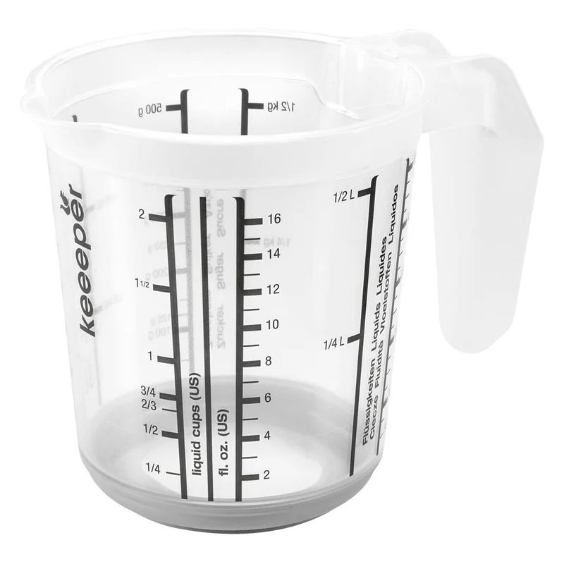 Caraffa graduata Keeeper, antiscivolo, con manico, 0,5l, grigio nordico, Masimmo