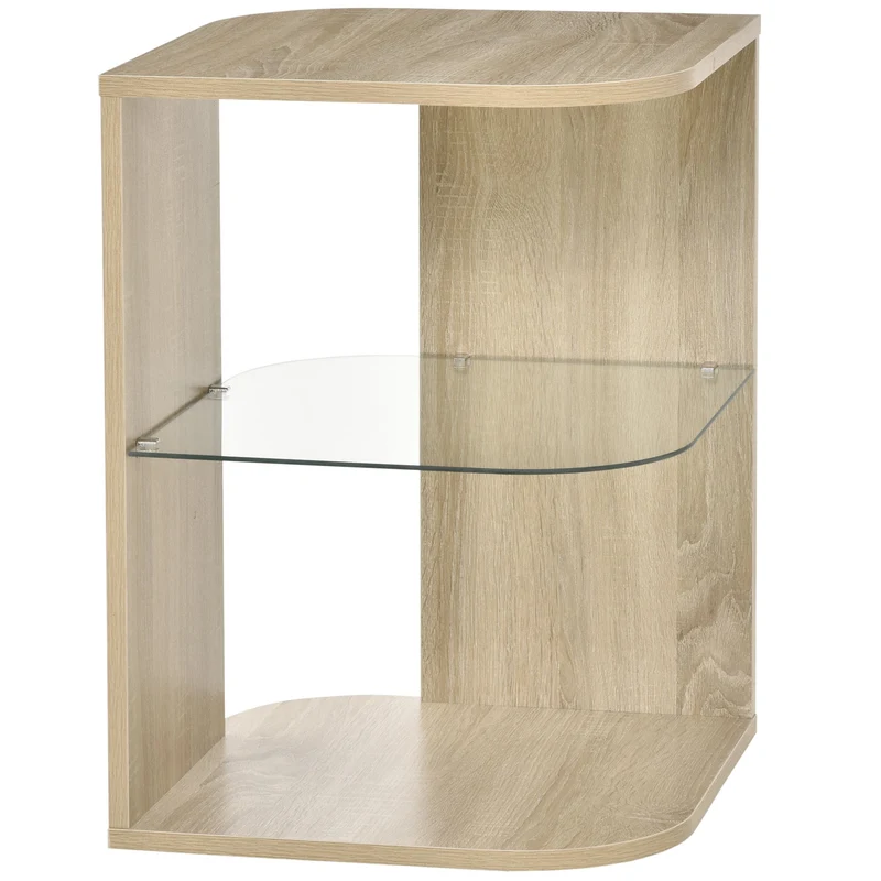 Easycomfort Tavolino da Salotto Moderno e Multiuso in Legno e Vetro per Soggiorno o Camera, 40x40x56cm