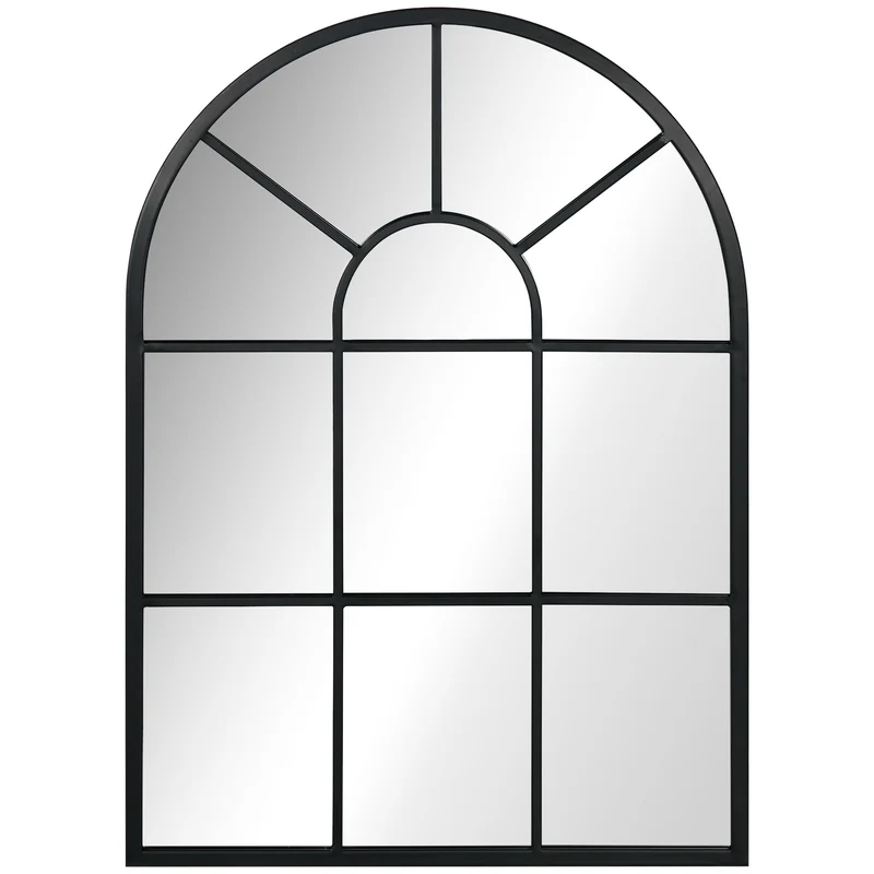 Easycomfort Specchio Moderno a Parete e a forma di Arco 70x50 cm per Camera da Letto e Soggiorno, in Metallo Nero e Vetro