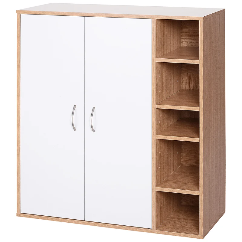 Easycomfort Scarpiera Slim da Parete, Mobile Multiuso con 2 Ante e Ripiani Regolabili per Camera da Letto e Ingresso, in Legno, 80x32x91cm