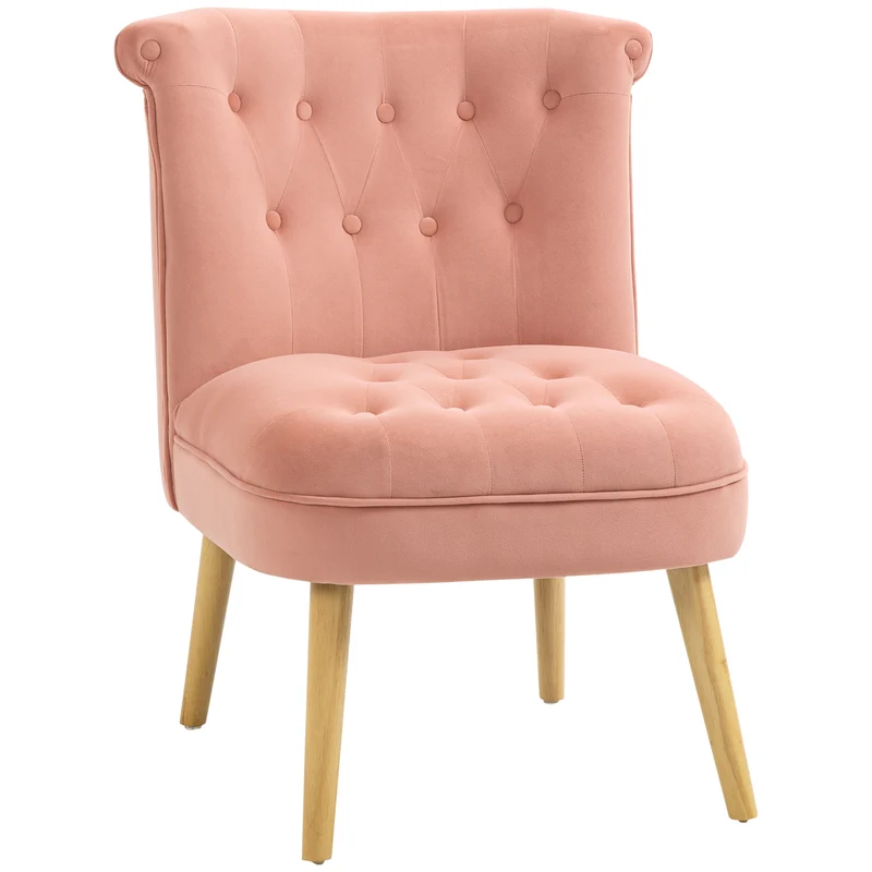 Easycomfort Sedia Moderna per Soggiorno e Sala da Pranzo con Seduta Imbottita e Tessuto Vellutato, 60x66x79 cm, Rosa
