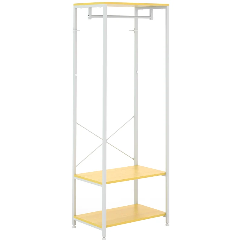EasyComfort Mobile Appendiabiti 2 in 1 con Ripiano a 2 Livelli, in Acciaio e Truciolato, 60x40x167.5 cm