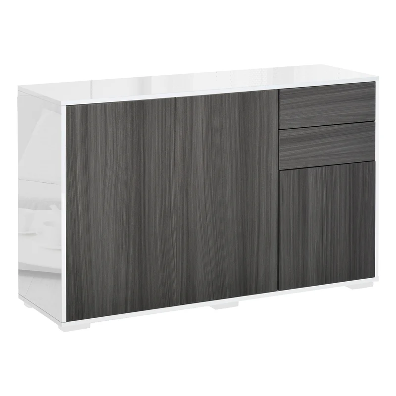 Easycomfort Mobiletto Armadietto Multiuso per Soggiorno, Cucina, Ufficio, 2 Cassetti e 2 Armadietti con Apertura a Pressione, Grigio
