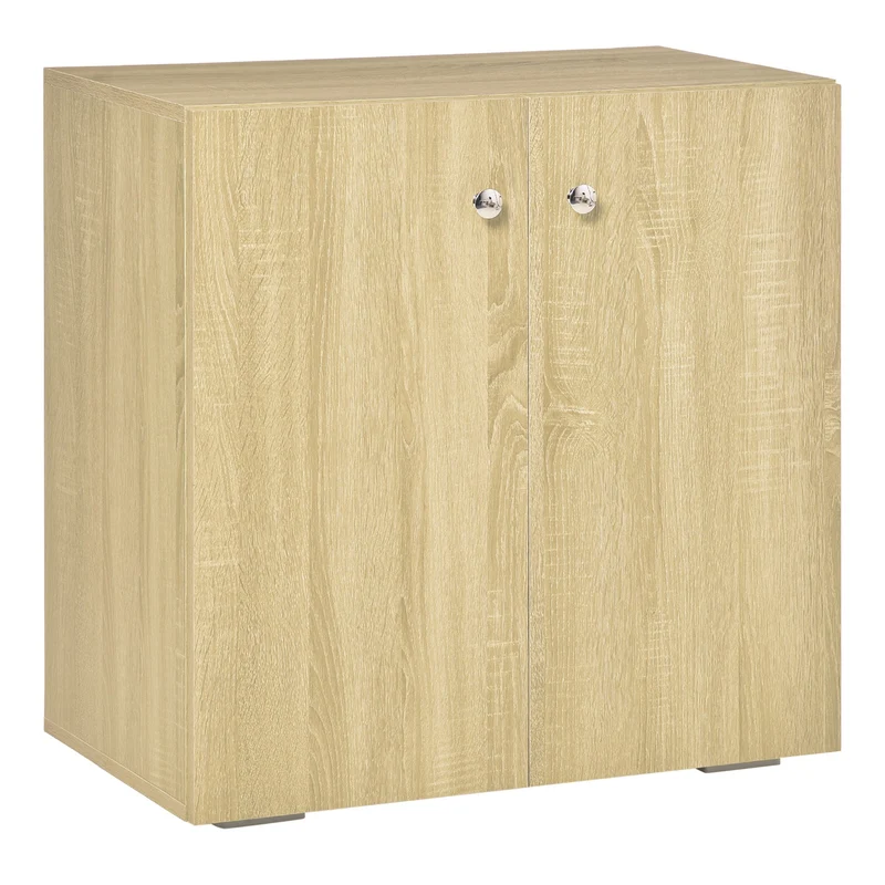 Easycomfort Mobiletto Multiuso a 2 Ante, Mobiletto Soggiorno o Ufficio in Legno con Maniglie in Alluminio, 70x39x70cm