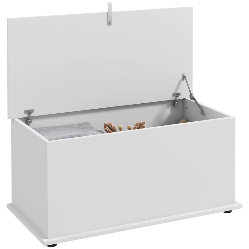EasyComfort Panca Contenitore Multiuso in Legno per Camera e Ingresso, 80x40x40 cm, Bianco