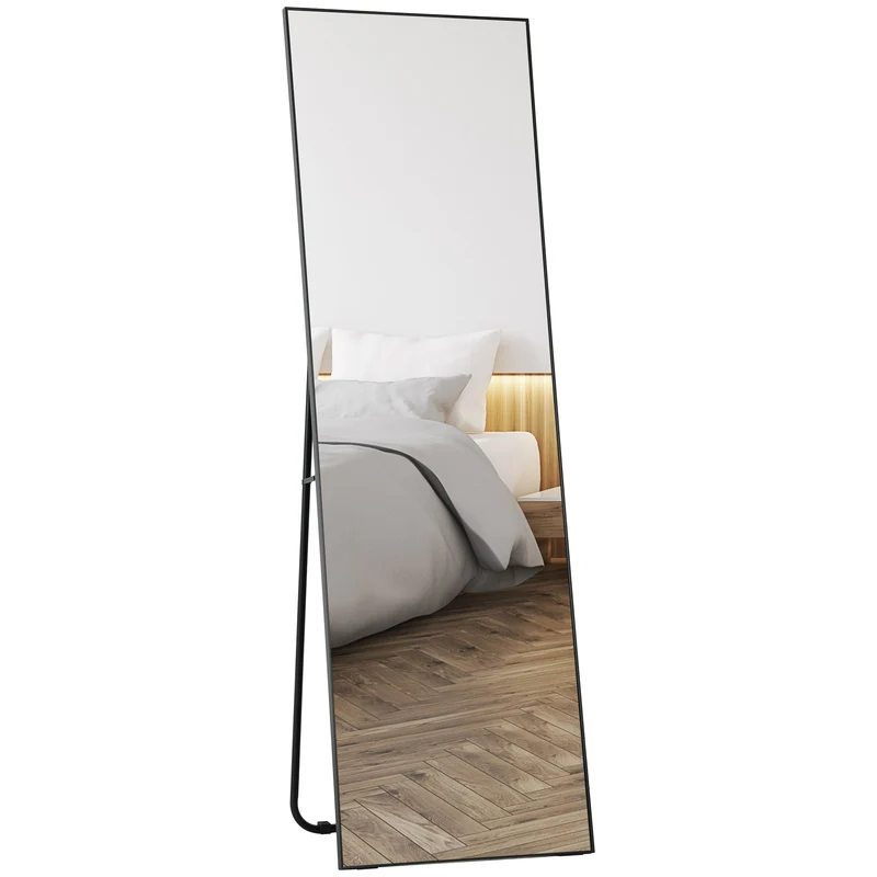 EasyComfort Specchio da Terra Moderno a Figura Intera, Design Autoportante o da Parete, 40x150 cm, Nero
