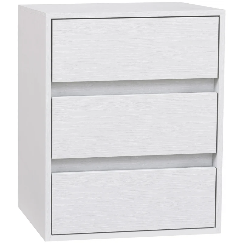 EasyComfort Cassettiera 3 Cassetti Moderna in Legno Bianco, 40x30x50.5 cm