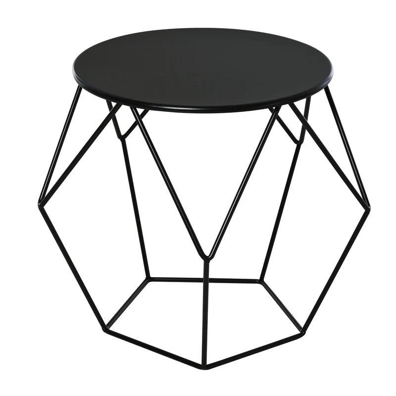 Easycomfort Tavolino da Caffè Salotto Design Nordico Minimalista Geometrico Ampio Piano, Acciaio, 54x54x44cm