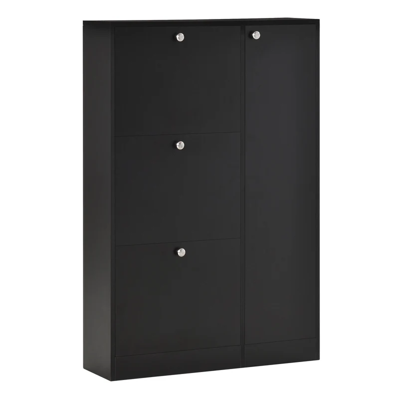 Easycomfort Scarpiera Salvaspazio Regolabile, Mobile Portascarpe con 8 Scomparti Legno 80 x 24 x 120cm Nero
