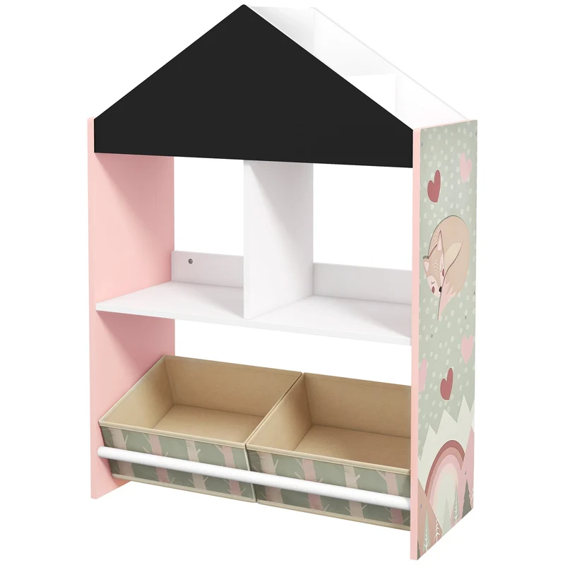Easycomfort Scaffale Portagiochi per Bambini con Ripiani e Cassetti Rimovibili, Rosa