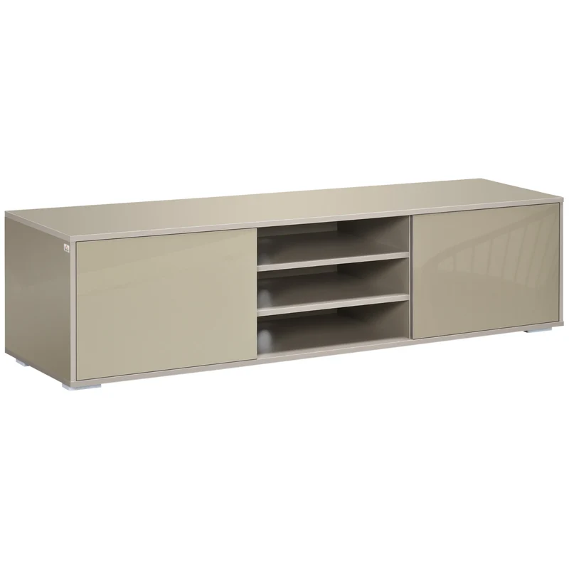 Easycomfort Mobile TV Basso per TV 70" max in MDF Grigio con 3 Ripiani Aperti e 2 Armadietti, 160x39x41.2 cm
