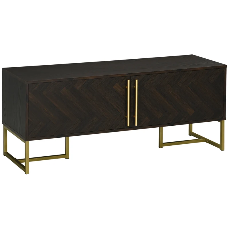 Easycomfort Mobile Porta TV fino a 55" con 2 Armadietti in Legno e Metallo, 120x39x50 cm, Marrone e Oro