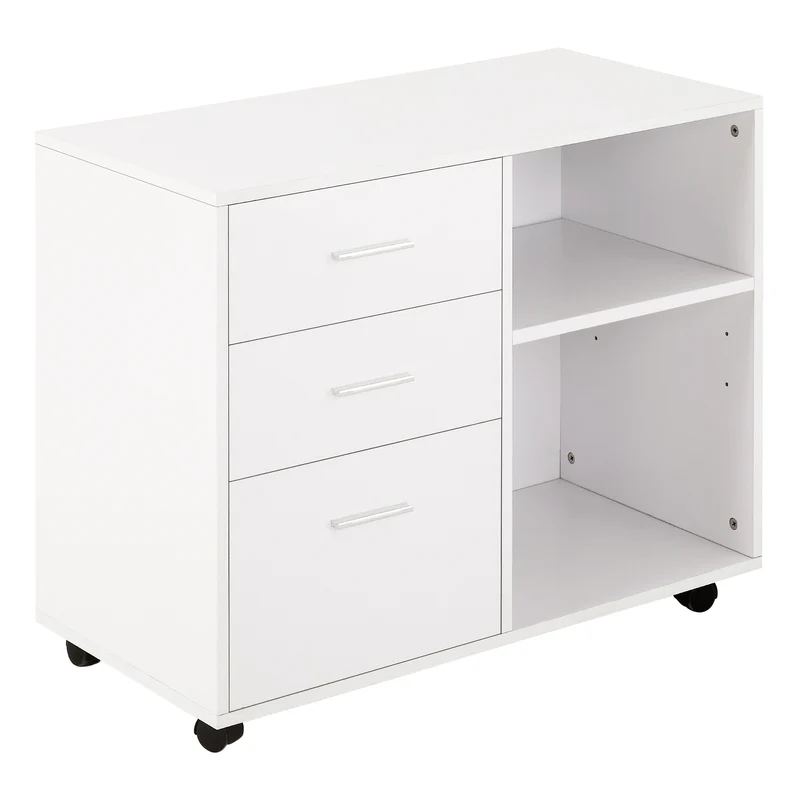 EasyComfort Mobile da ufficio multiuso con ripiani cassetti in legno - Bianco
