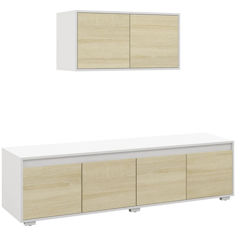 Easycomfort Set 2 Pezzi in Truciolato, Mobile TV max 70" 160x39x43 cm e Mobile Multiuso a Parete 80x35x40 cm