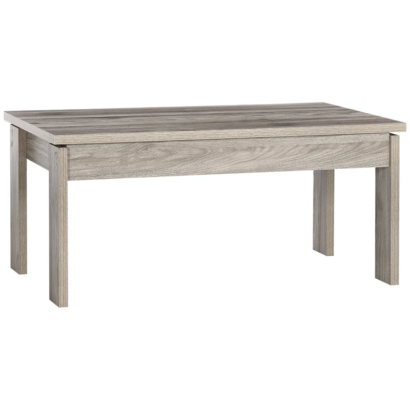 EasyComfort Tavolino Basso da Caffè in Truciolato Grigio per Soggiorno e Studio con Piano Rettangolare e 4 Gambe, 100x55x45 cm
