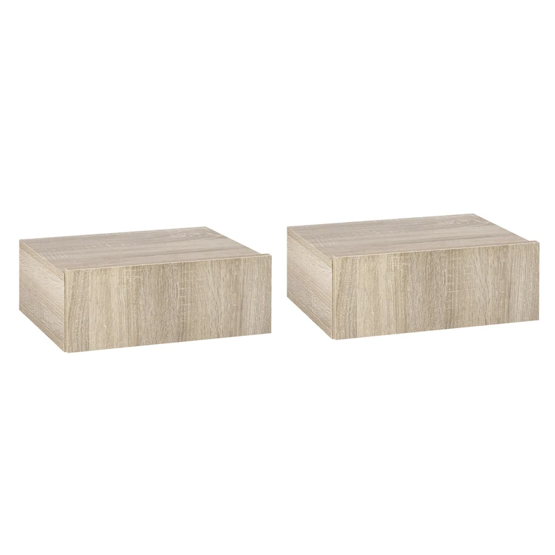 Easycomfort Set 2 Comodini Sospesi in Legno, Design Moderno, 40x30x15cm - Color Legno