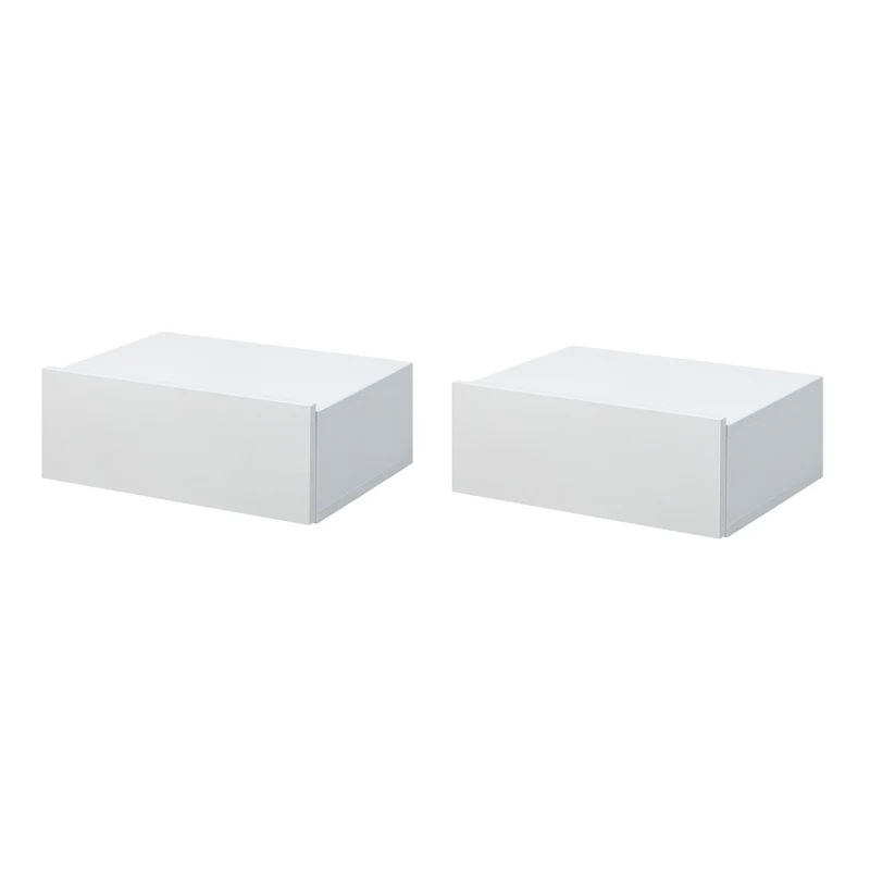 Easycomfort Set 2 Comodini Sospesi in Legno, Design Moderno, 40x30x15cm - Bianco