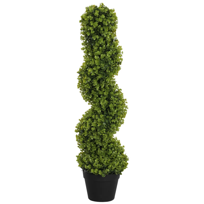 EasyComfort Pianta Finta di Eucalipto a Spirale con Vaso Incluso per Interno ed Esterno, Altezza 90 cm, Verde