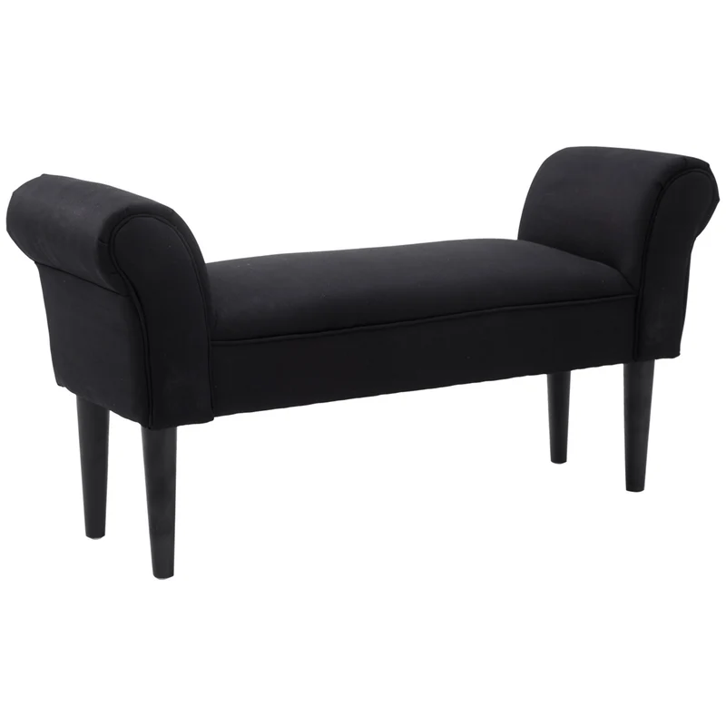 EasyComfort Panca Fondo Letto Imbottita con Braccioli Arrotolati, 102x35x51cm, Nero