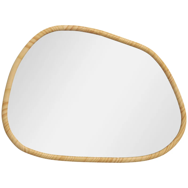 EasyComfort Specchio da Parete Moderno con Bordi Irregolari e Cornice in Legno per Camera e Ingresso, 80x60 cm