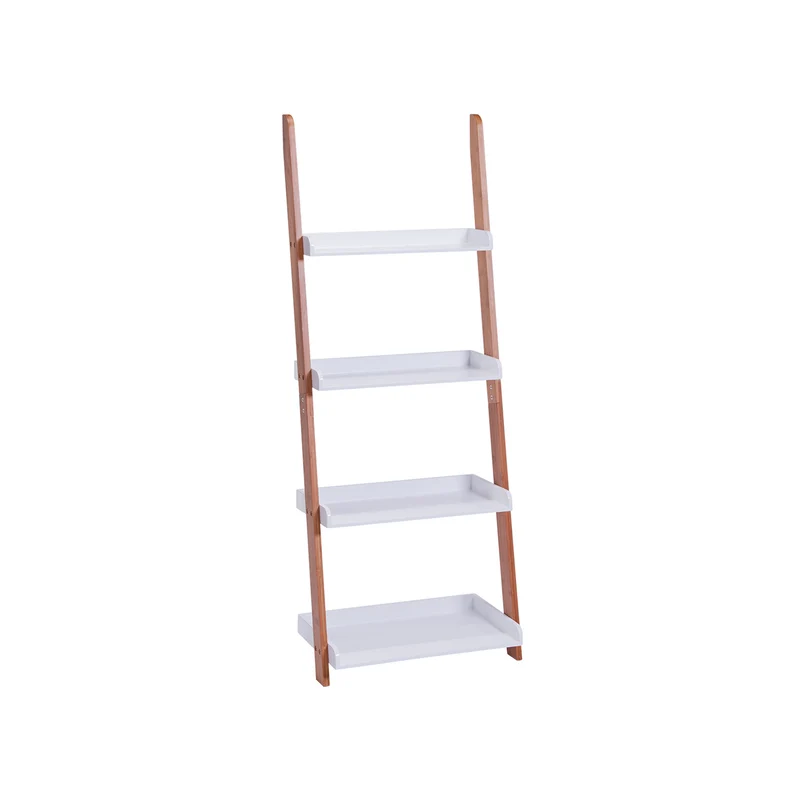 Scaffala A Scala In Bamboo Con 4 Mensole