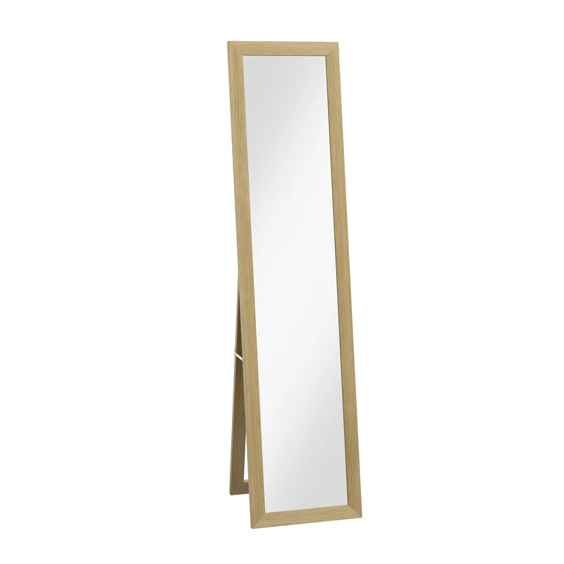 Easycomfort Specchio con Cornice in MDF con Piedini e Ganci per Utilizzo a Muro o a Parete, 37x40x155 cm