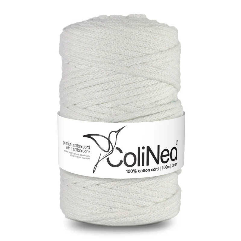 ColiNea, cordoncino in cotone con anima in cotone, intrecciato, 5mm, 100m per Uncinetto