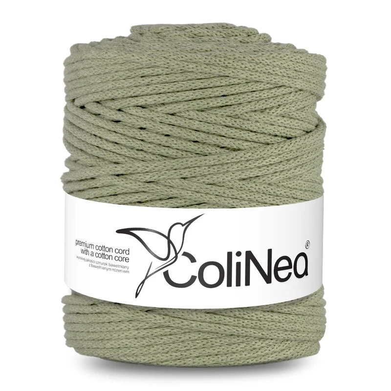 ColiNea, cordino in cotone con anima in cotone, intrecciato, 5mm, 200m, verde oliva