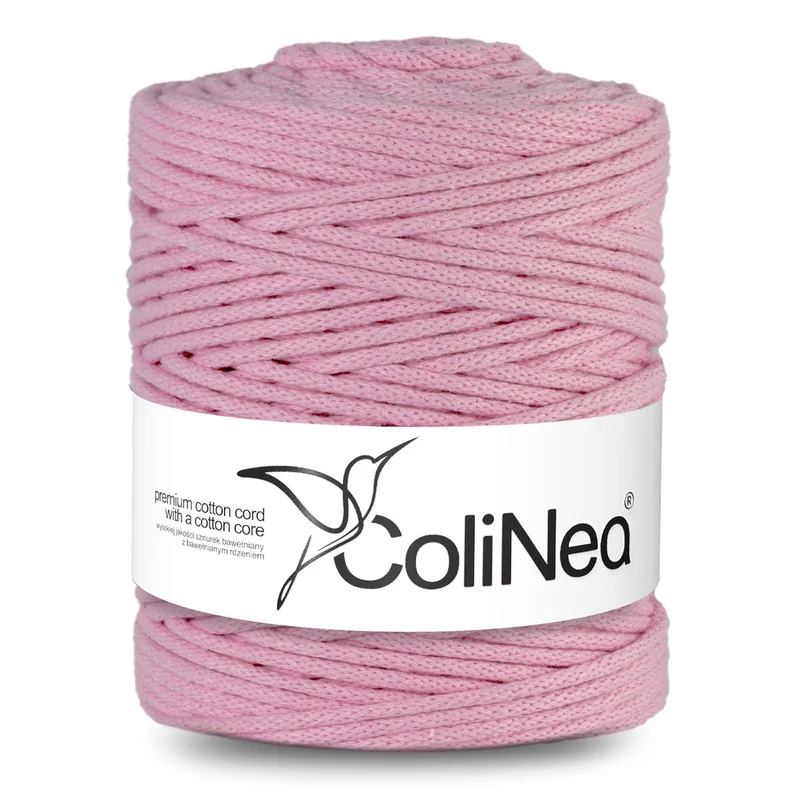 ColiNea, cordoncino in cotone con anima in cotone, intrecciato, 5mm, 200m, rosa