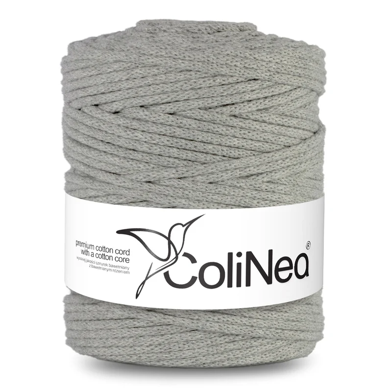ColiNea, cordino in cotone con anima in cotone, intrecciato, 5 mm, 200 m, grigio