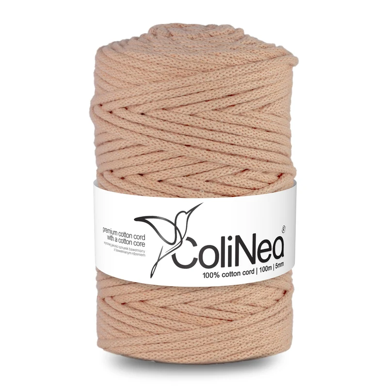 ColiNea, cordoncino in cotone con anima in cotone, intrecciato, 5mm, 100m, salmone