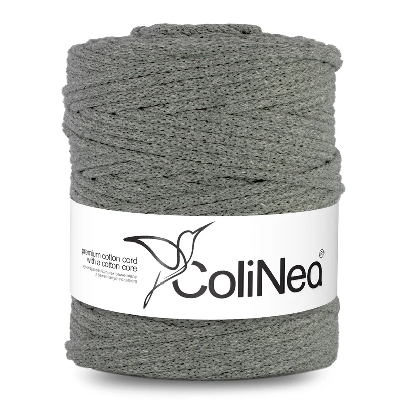 ColiNea, Cordoncino in cotone con anima in cotone, intrecciato, 5mm, 200m, grigio scuro